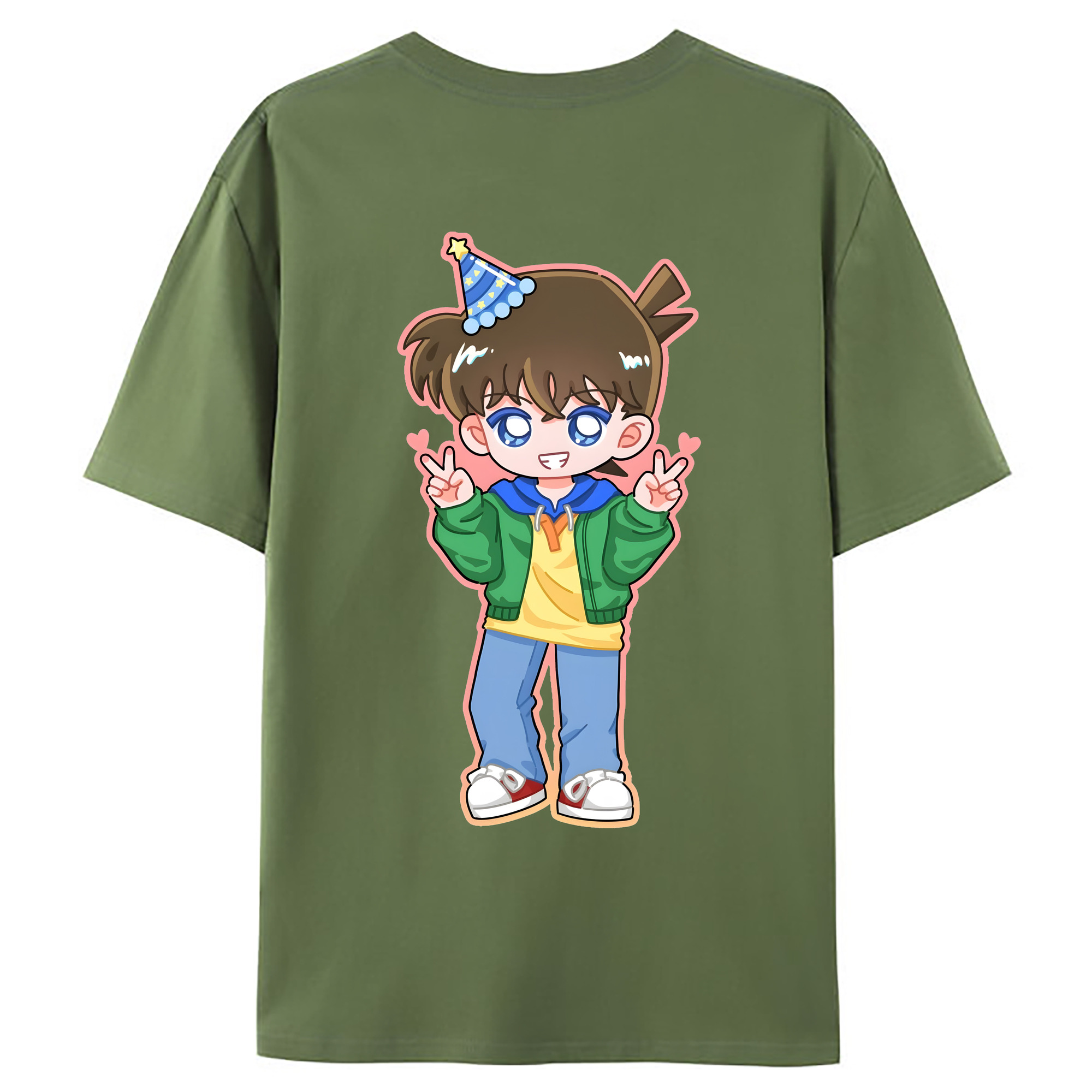 （画像用） 名探偵コナン 江戸川 コナン Detective Conan Conan Edogawa 綿100％ メンズ半袖Tシャツ（バックプリント） 通気性